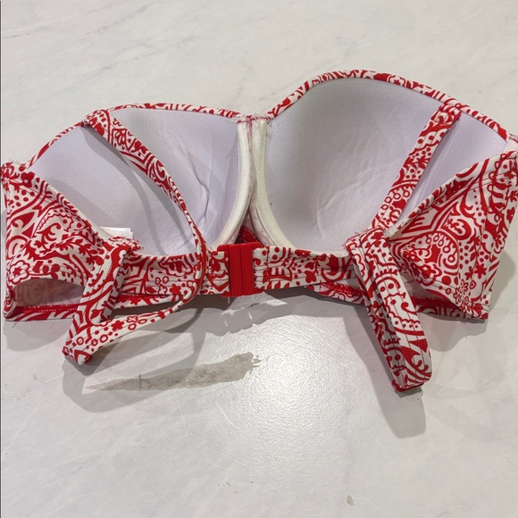 Boden Antibes Cup Size Ruffle Bikini Top Underwire Red Paisley 36D - Picture 3 of 5